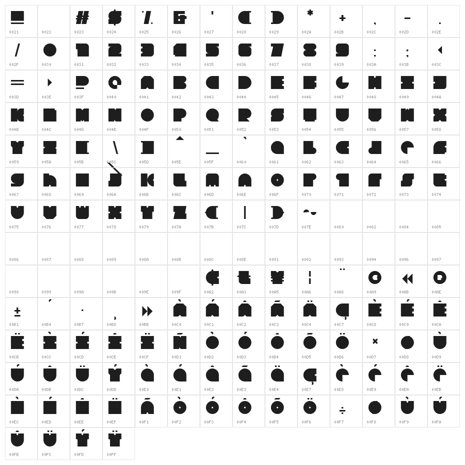 Square80 Character Map