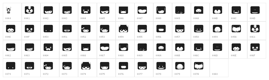 SquareFace Character Map