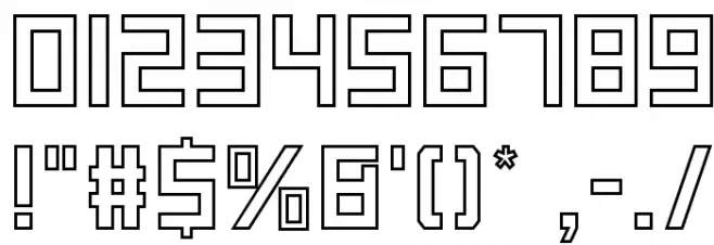 SquareFont Outline Font Alte caractere