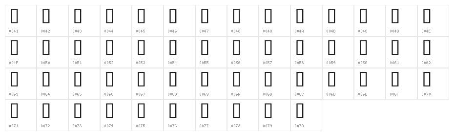 SquareFrame Character Map