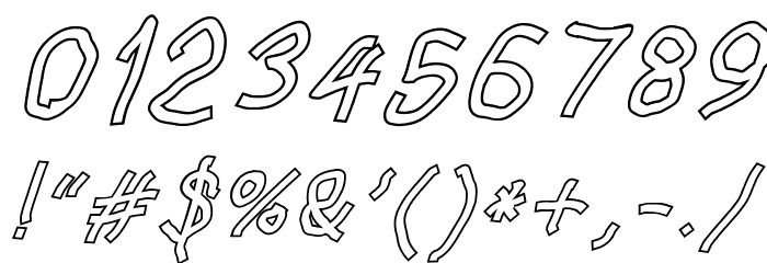 Squared Hand Oblique Outline Font OTHER CHARS