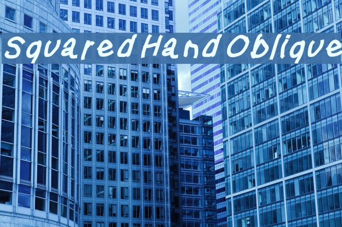 Squared Hand Oblique Font examples