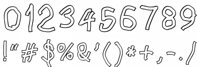 Squared Hand Outline Font OTHER CHARS