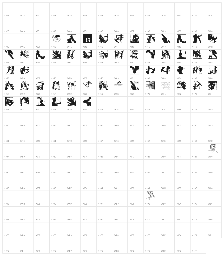 Squaredances Character Map