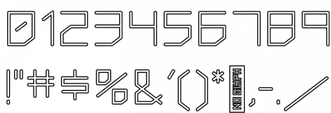 Squaredee-Outline Font OTHER CHARS