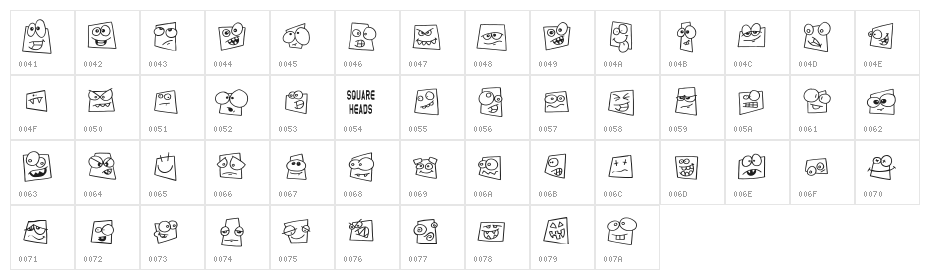 Squareheads Character Map
