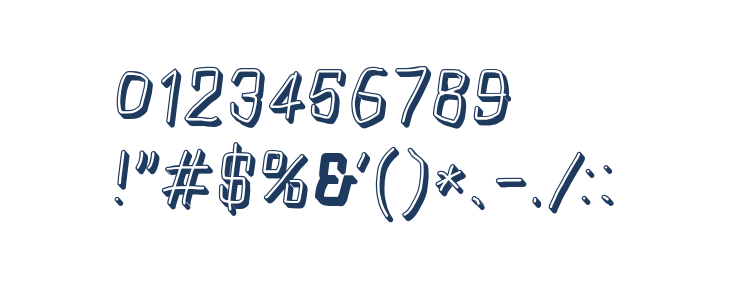 Squarish Shadow Italic Other Characters