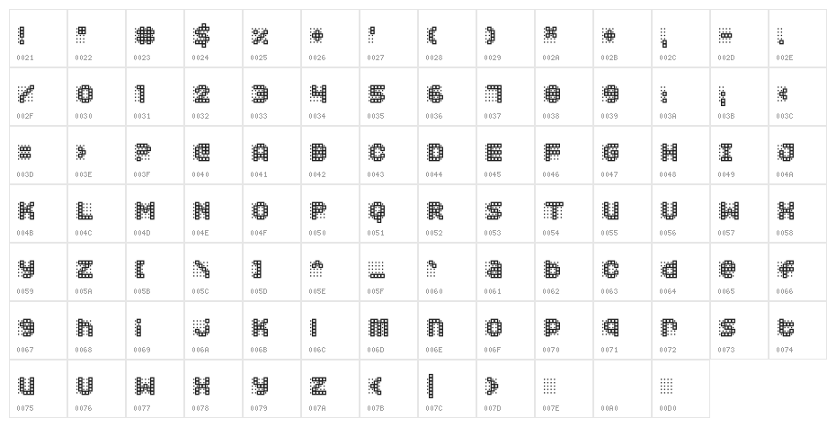 Squarodynamic 03 Character Map