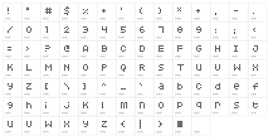 Squarodynamic 08 Character Map