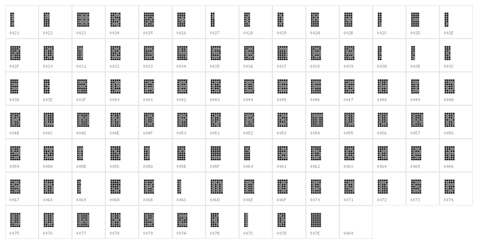 Squarodynamic 09 Character Map