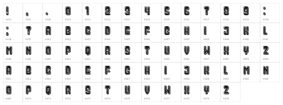 Squash Regular Character Map