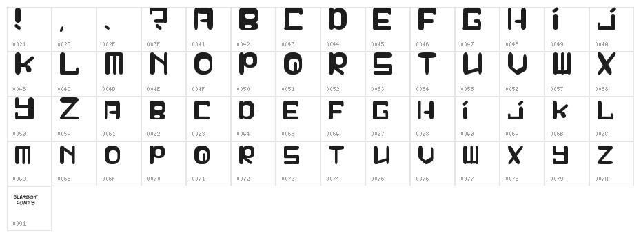 Squeezy-Cheez Character Map