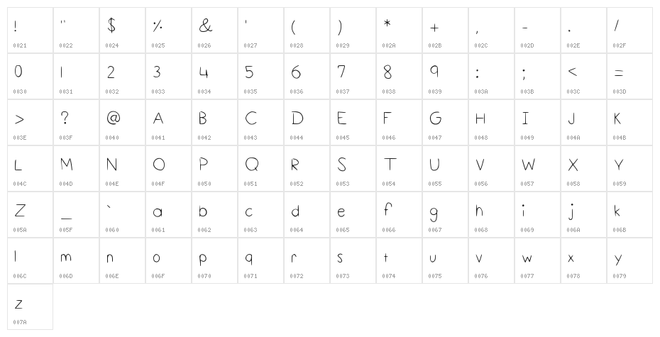 Squid Medium Character Map