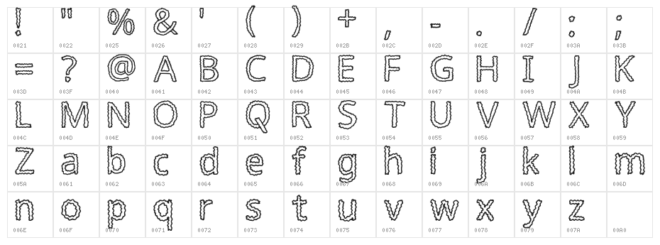 Squiggly Regular Character Map