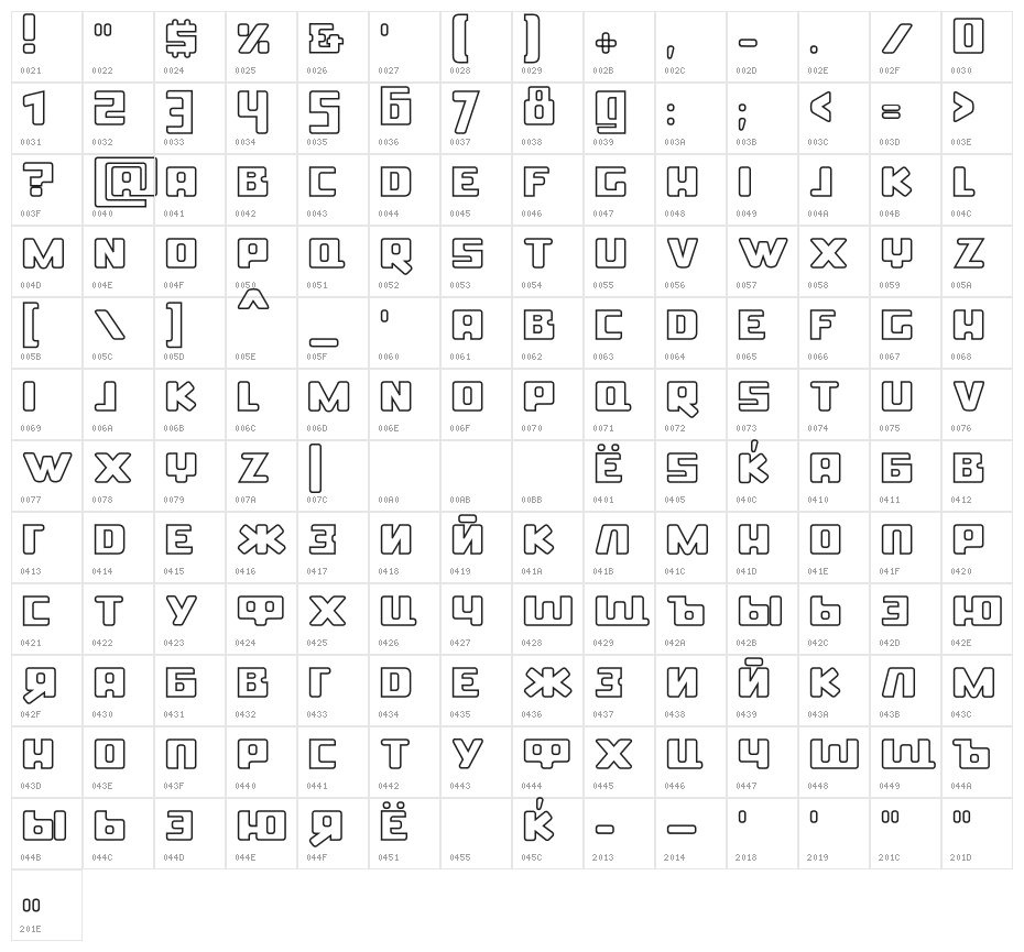 ssboldin-Line Character Map