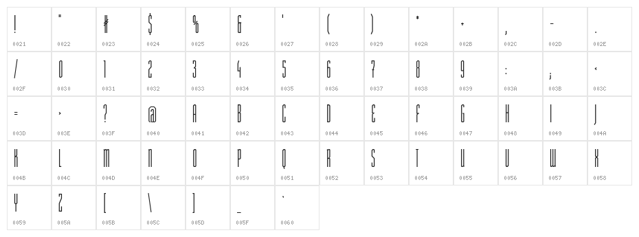 ST Moviehead Ultra-condensed DemiBold Character Map