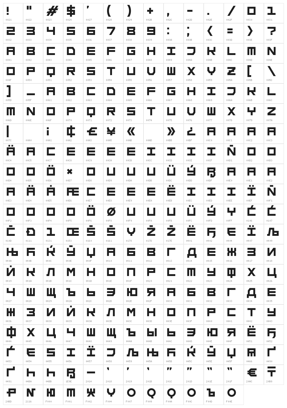 ST-SimpleSquare Character Map