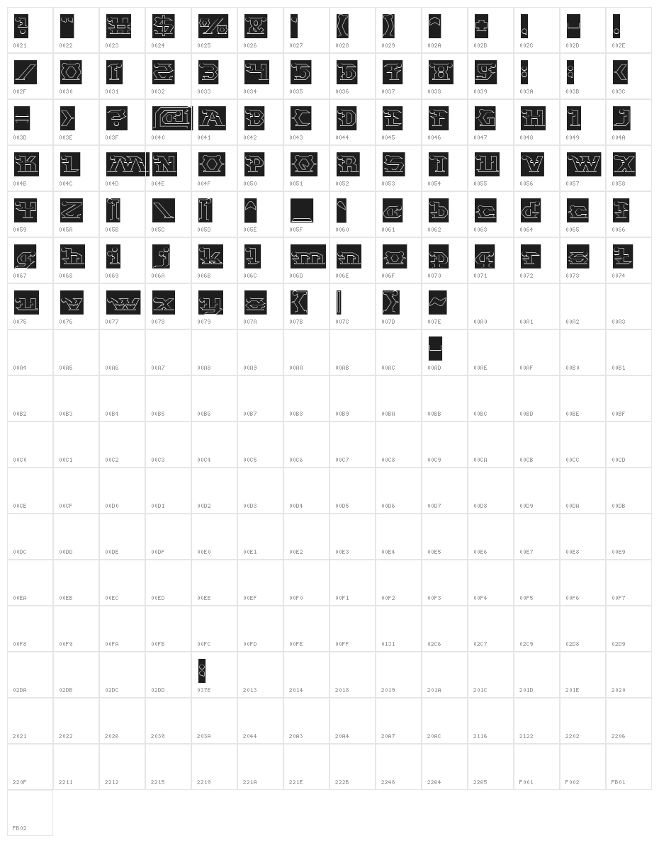 STARGAZER-Hollow-Inverse Character Map