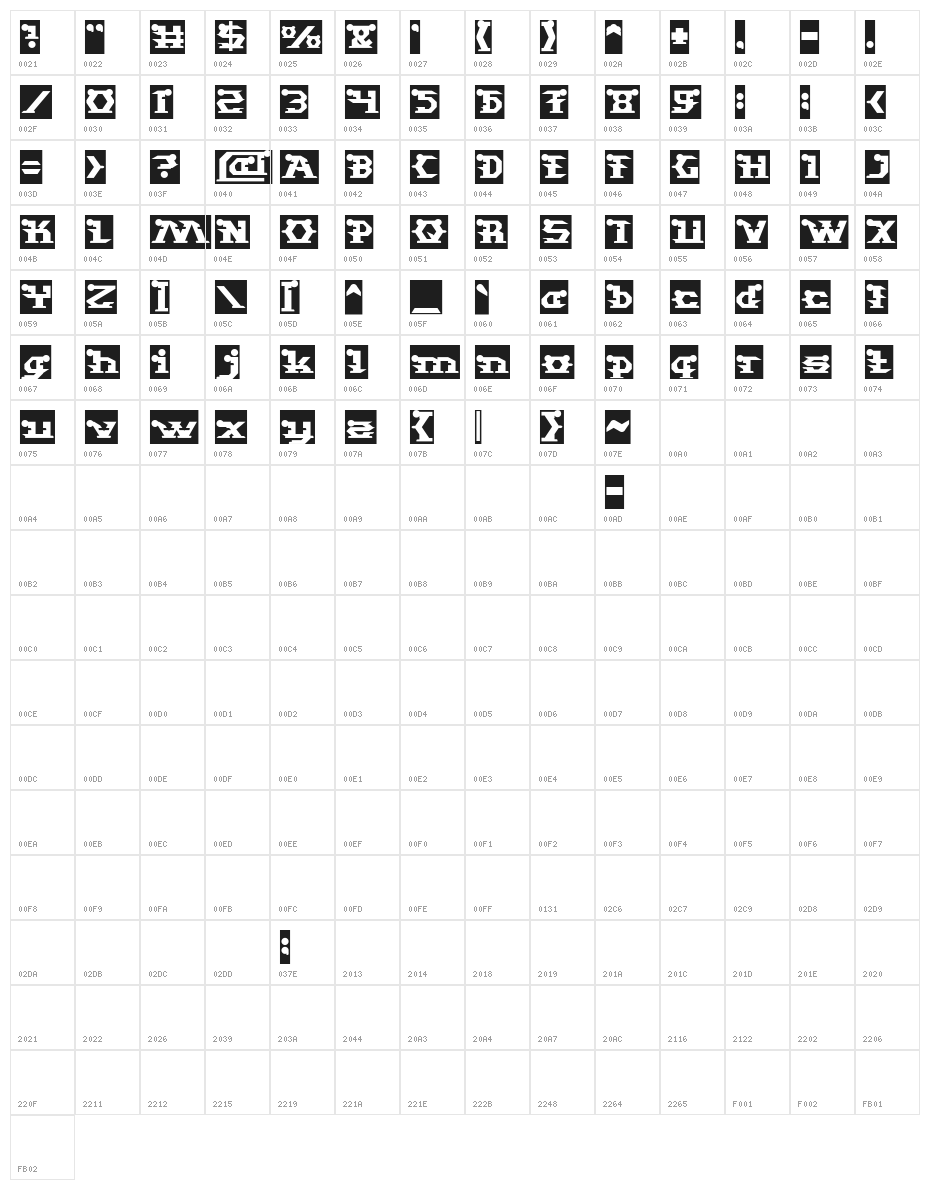 STARGAZER-Inverse Character Map