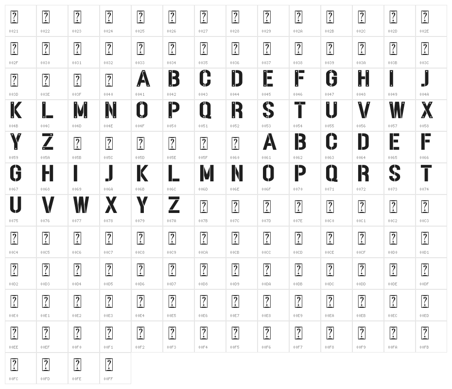 STENCILAND Character Map