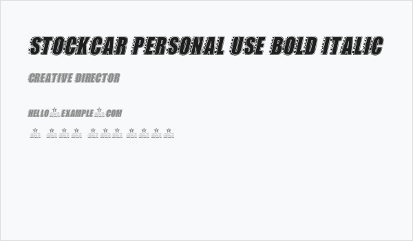 STOCKCAR PERSONAL USE Bold Italic Business Card