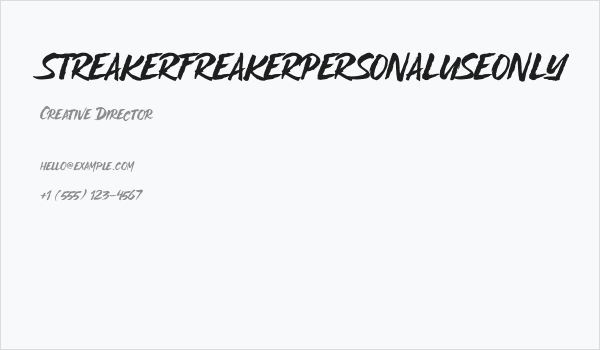 STREAKERFREAKERPERSONALUSEONLY Business Card
