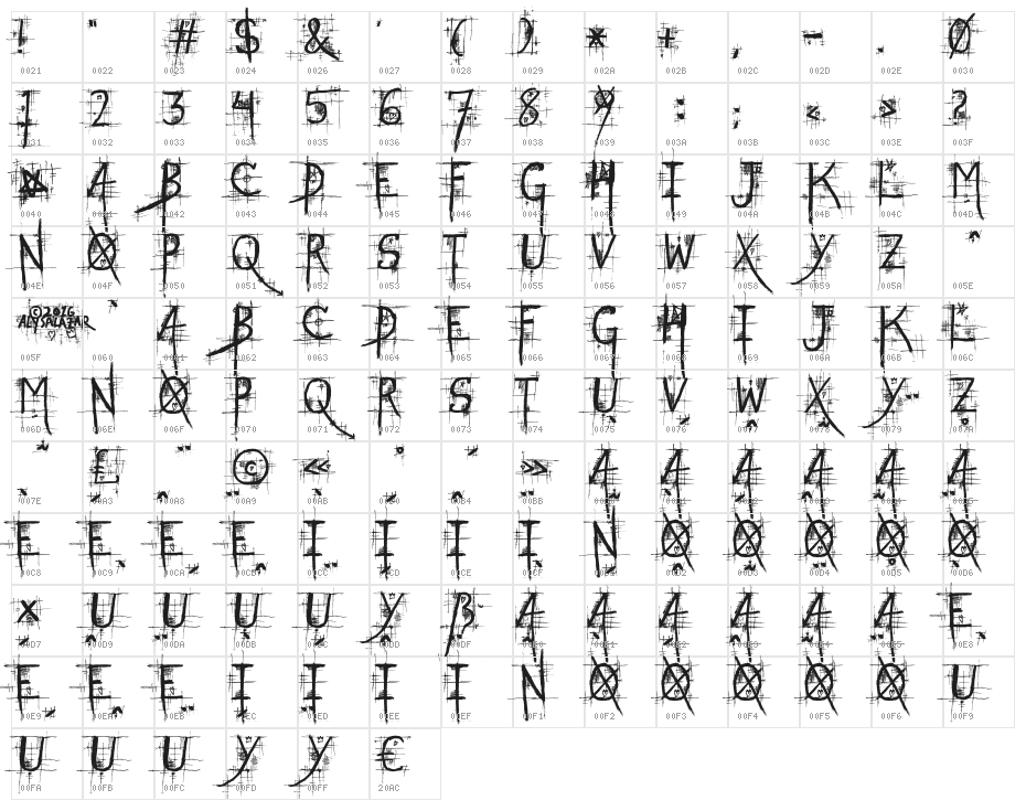 STREET@GOTHIC Character Map