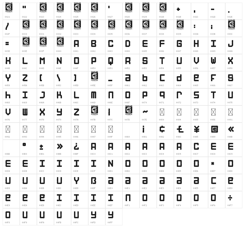 STREET ROAD Character Map