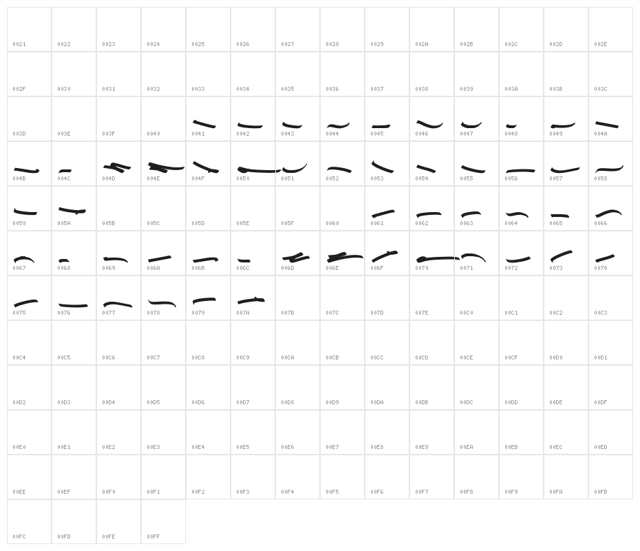 STRIKEOUT SWASH Character Map