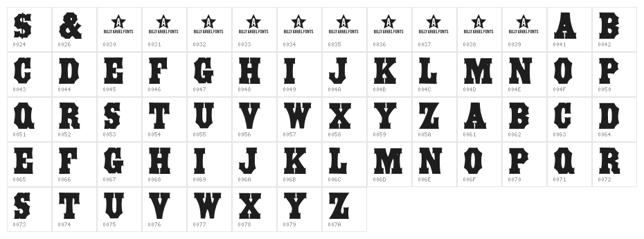 STRONGBOX-Bold Character Map