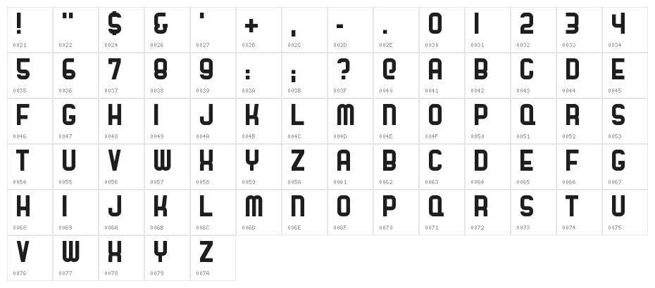 Stadium Regular Character Map