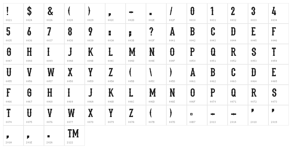 Stadium1946-Regular Character Map