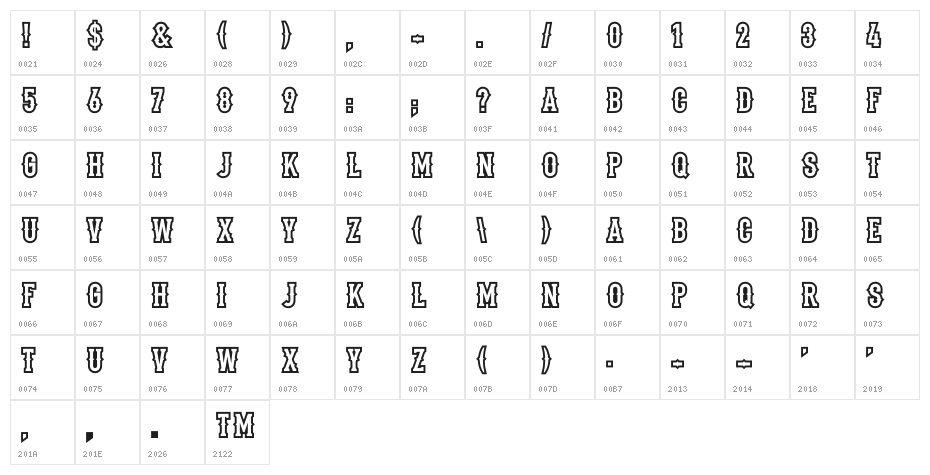 Stadium1956-Regular Character Map