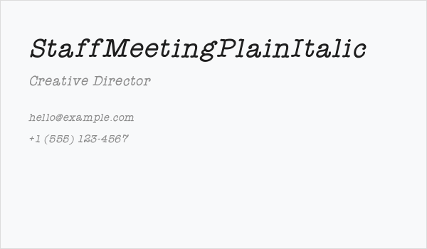 StaffMeetingPlainItalic Business Card