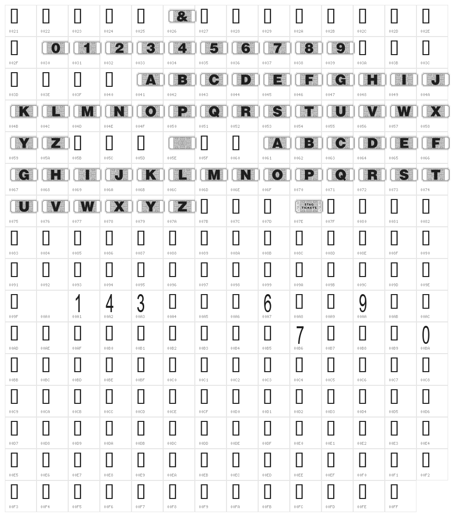 StagTickets Character Map