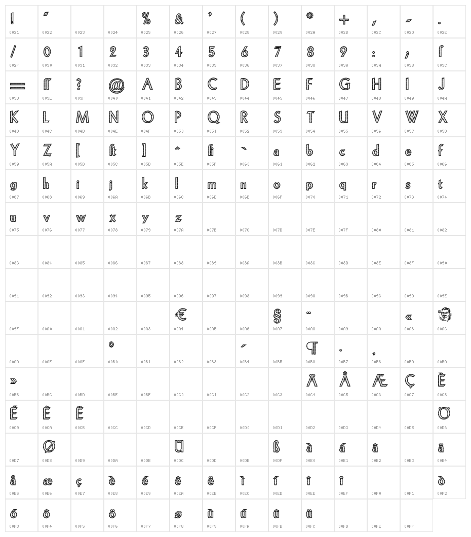 StahlSteelRiveted Character Map