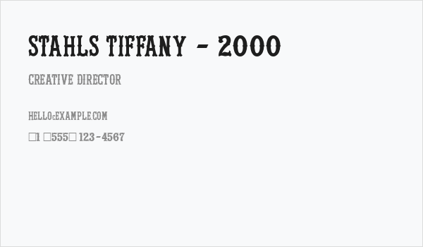 Stahls Tiffany - 2000 Business Card