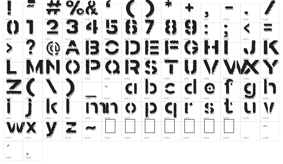 Stamped Navy Font Shadow Character Map