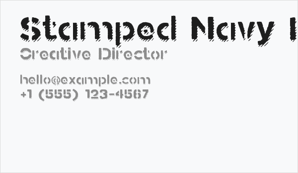 Stamped Navy Font Shadow Business Card