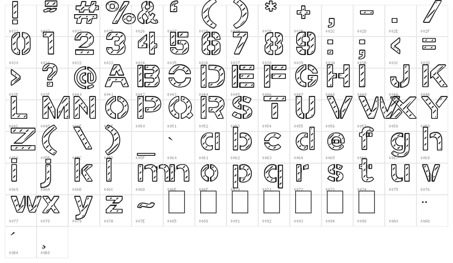 Stamped Navy Font Character Map