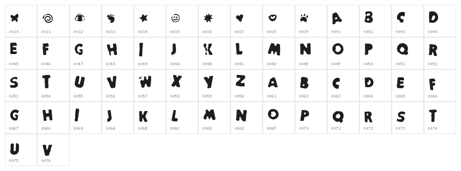 StamperFace Character Map