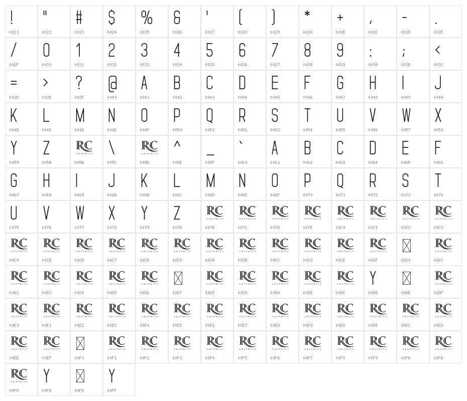 StandarisRegular Character Map