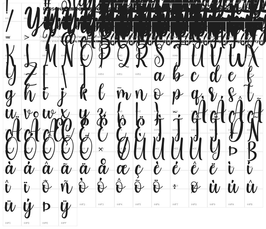 Standing Miracle Personal Use Character Map