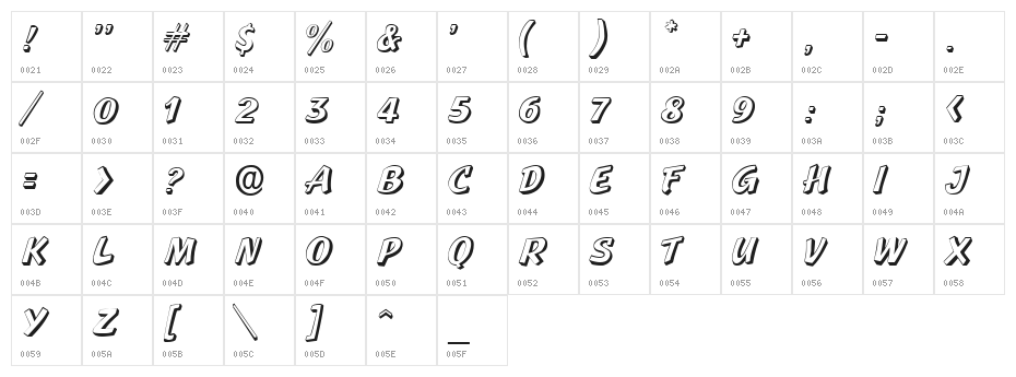 Standout Regular Character Map