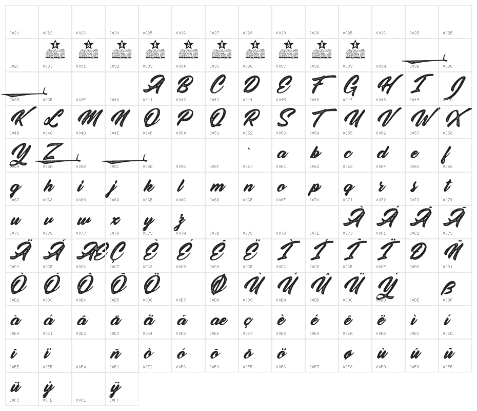 Stanley Roots Personal Use Regular Character Map