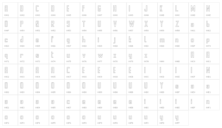 Stanwick Demo Outline Character Map