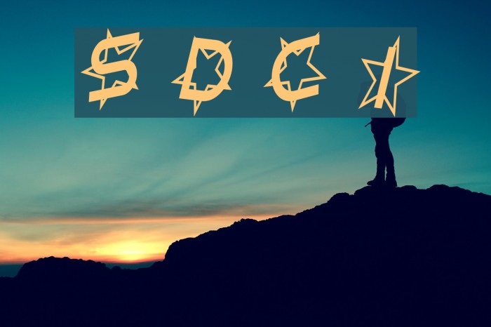 Star Dust Condensed Italic Schriftart examples