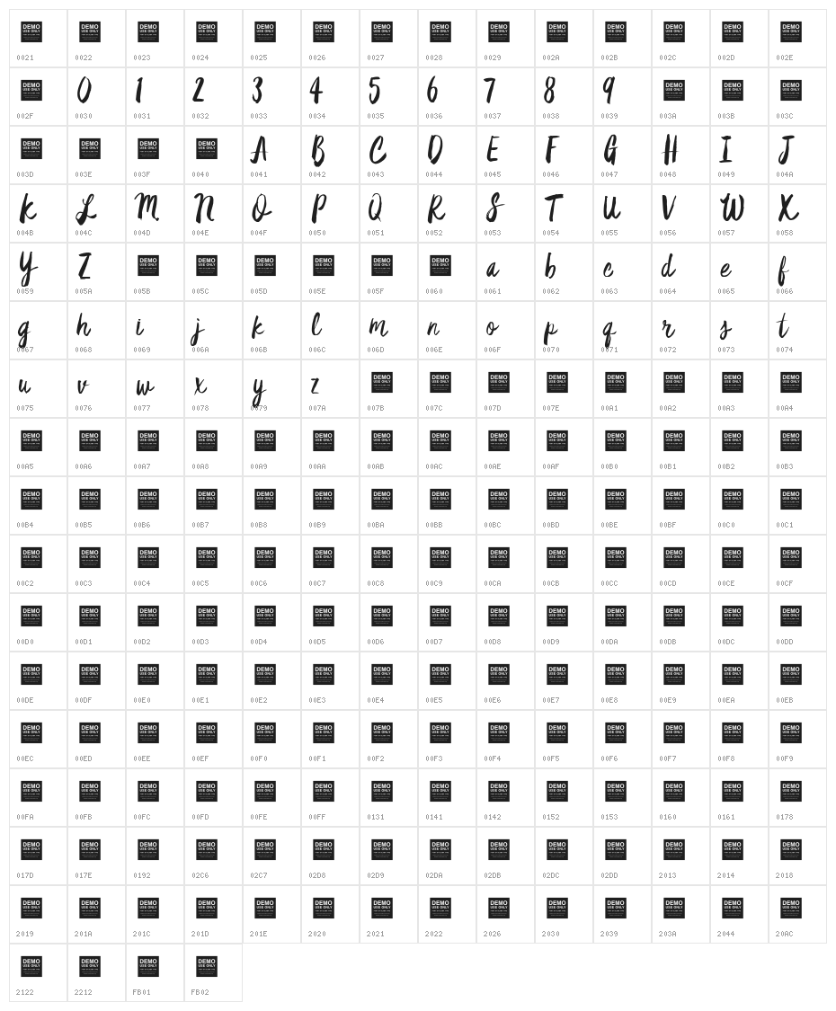 Star Dust Character Map