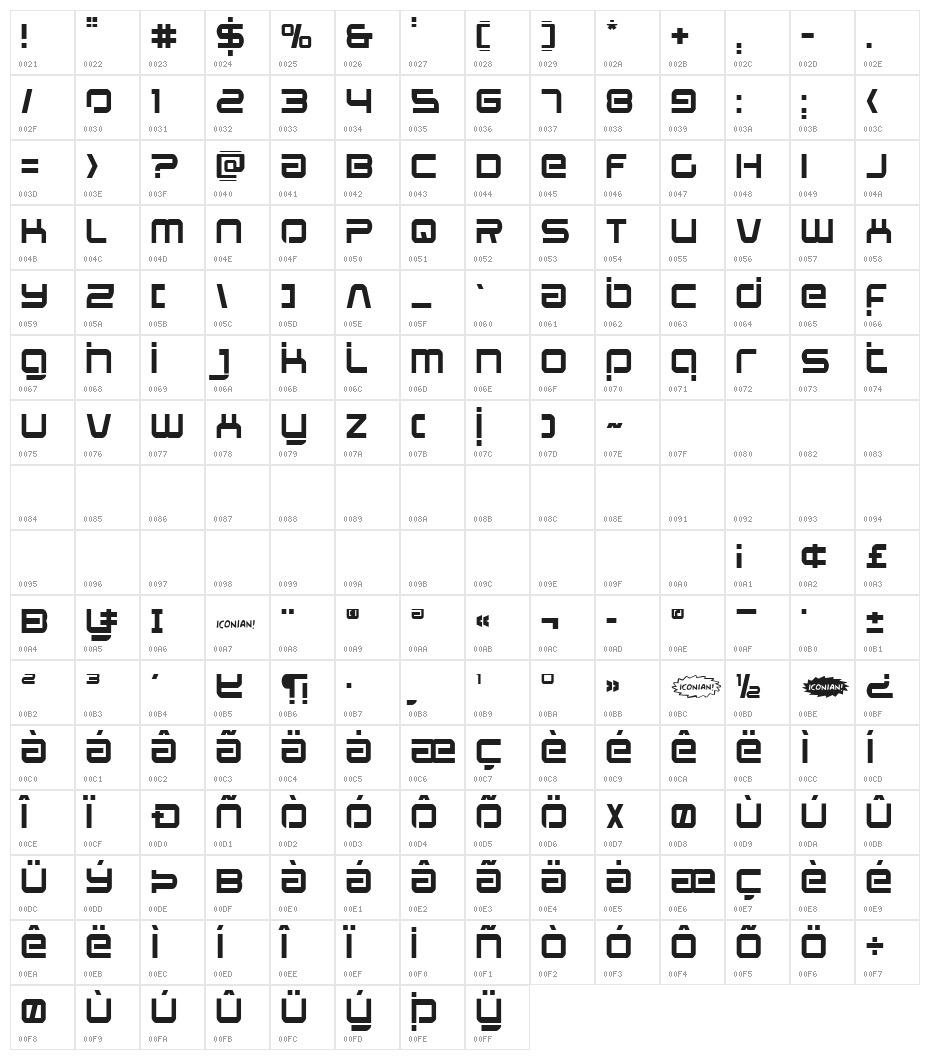 Star Eagle Laser Regular Character Map