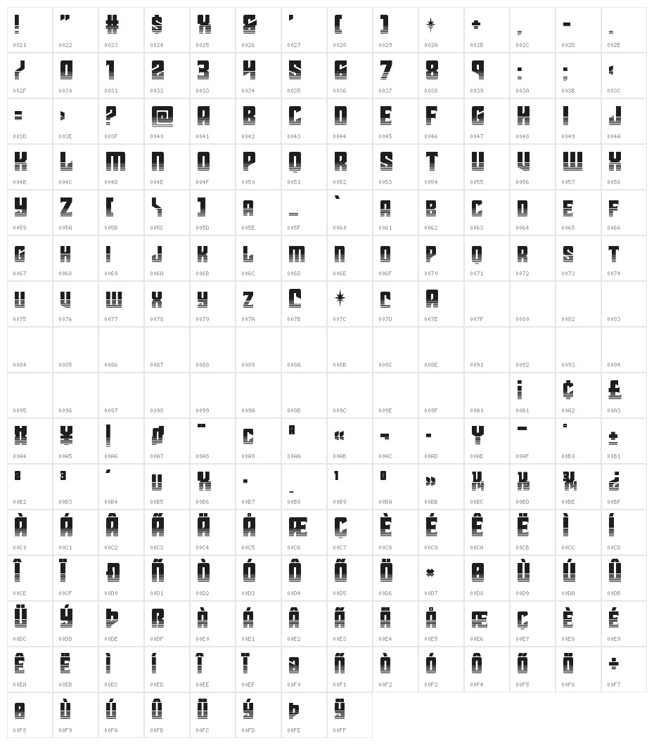Star Guard Halftone Character Map